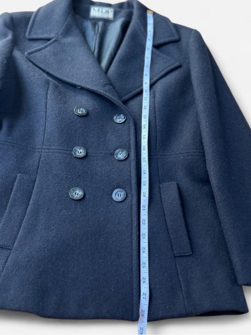 Y2K Black Peacoat Wool Double Breasted Black Vtg Classic Blazer Blair Waldrof M - Picture 7 of 9